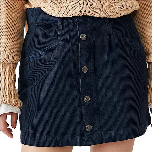 NWOT - Free People Ray Cord Corduroy Button Down Mini Skirt - Picture 2 of 10